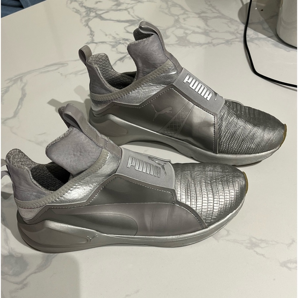 PUMA Silver Slip On Sneakers Size 8 New